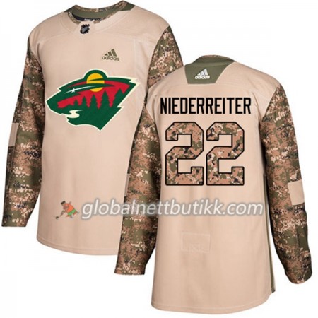 Minnesota Wild Hockeydrakt Nino Niederreiter 22 2017-2018 Camo Veterans Day Practice Adidas Authentic - Herre
